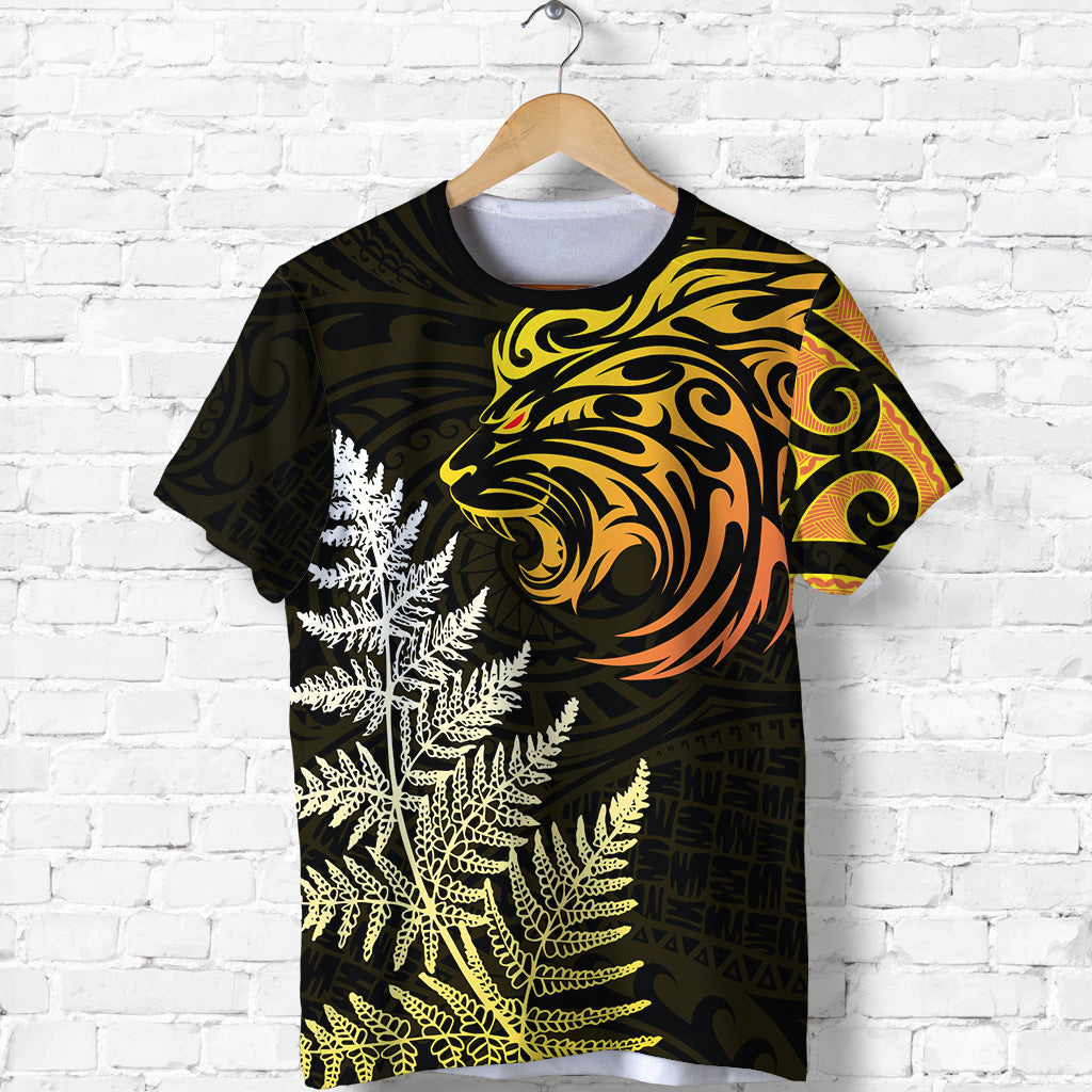 Lion Maori T shirt Aotearoa mix Silver Fern - Vibe Hoodie Shop