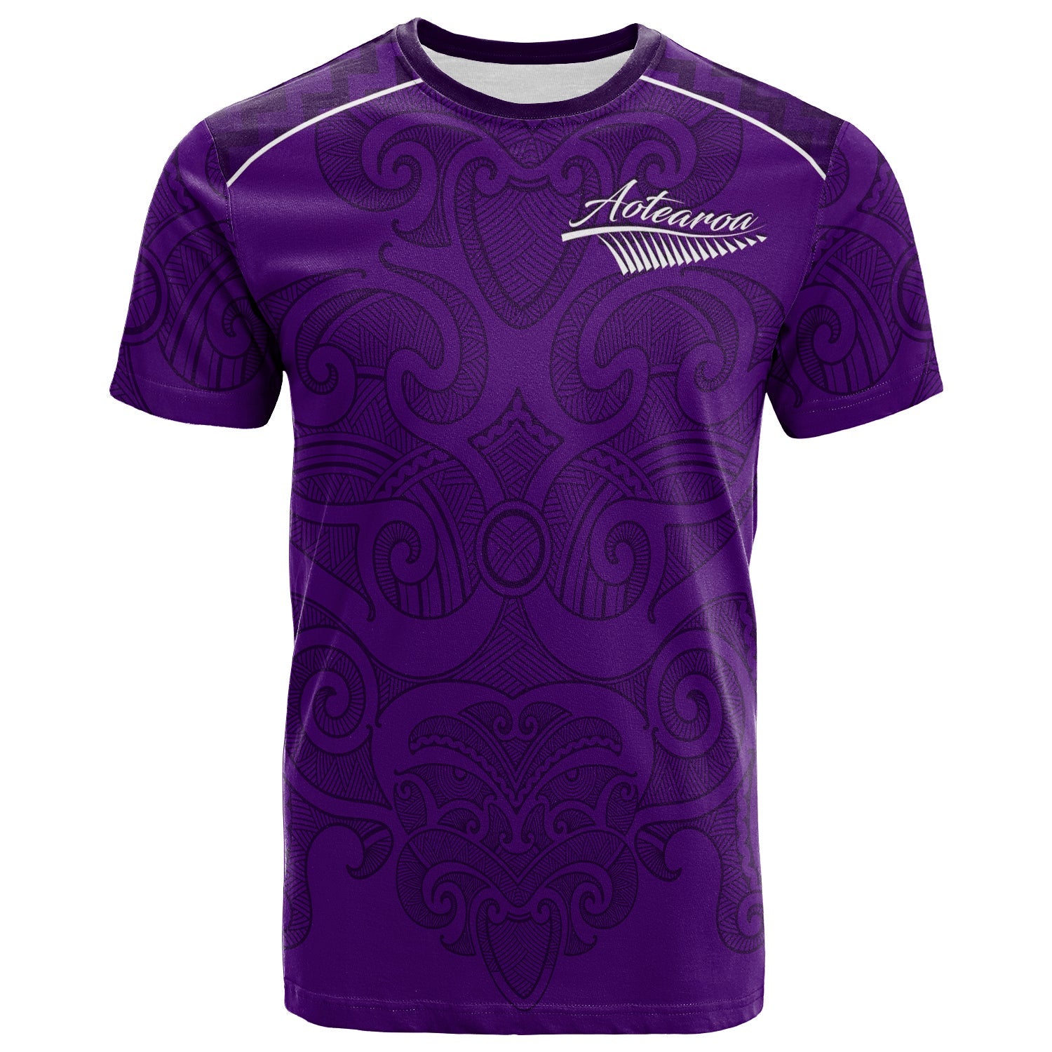 (Custom Personalised) Maori 2021 T shirt - Purple Aotearoa Tattoo - Custom Text and Number - Vibe Hoodie Shop