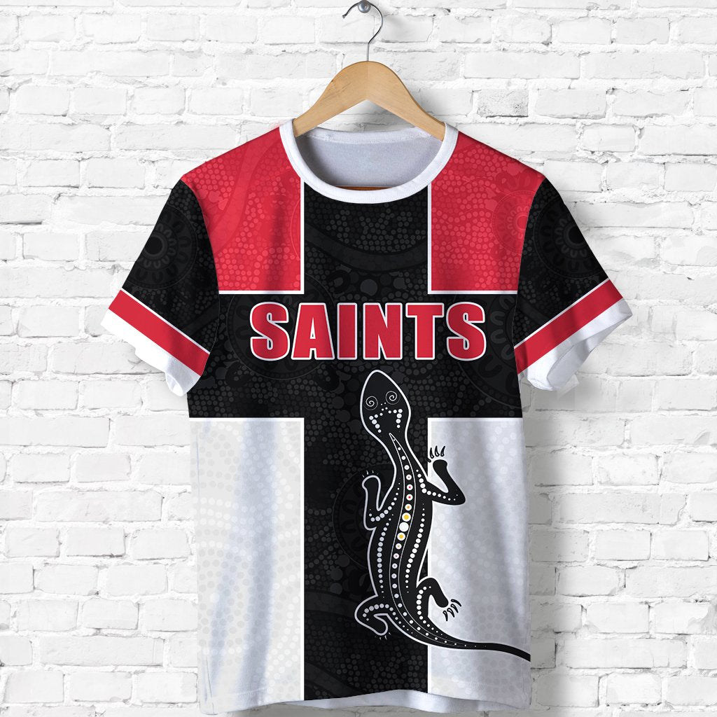 (Custom Personalised) Saints Simple Indigenous T shirt Brave St Kilda - Custom Text and Number - Vibe Hoodie Shop