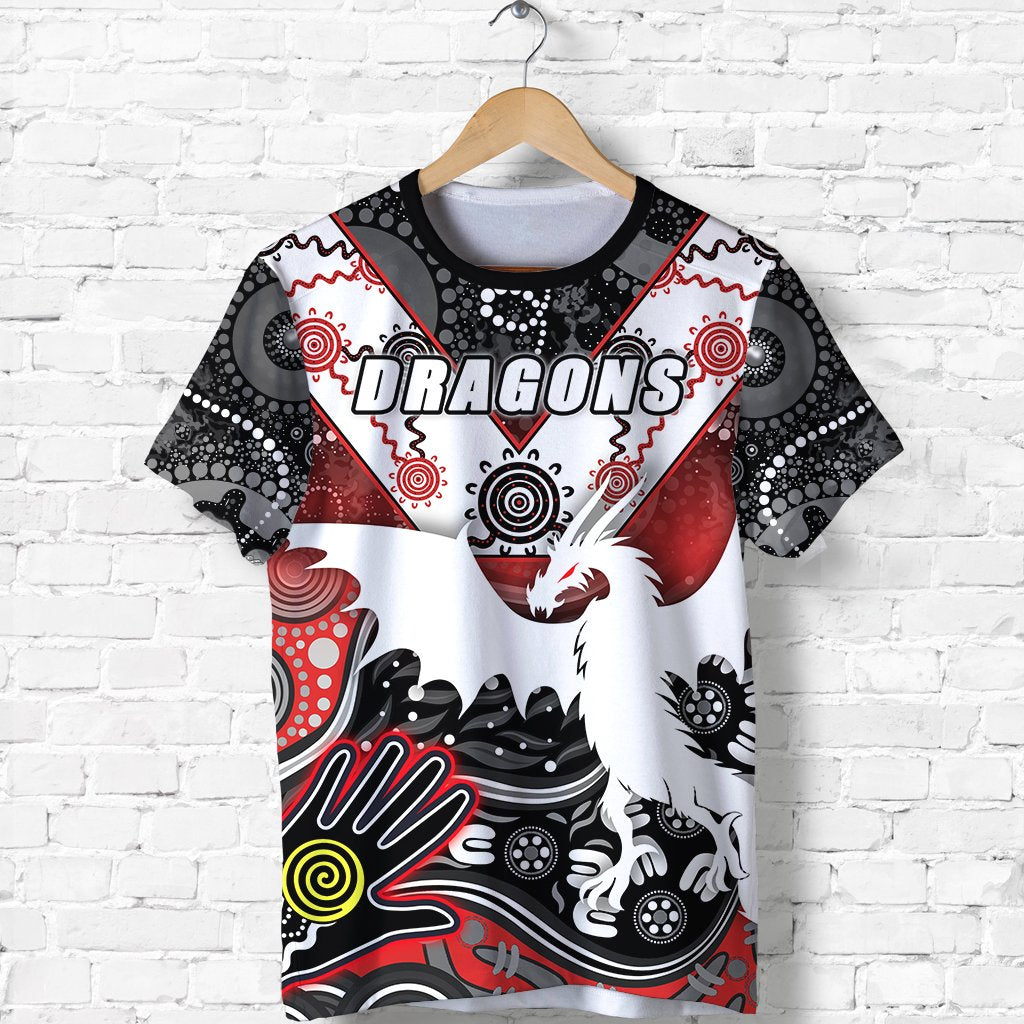 White St. George Dragons T shirt Indigenous - Vibe Hoodie Shop