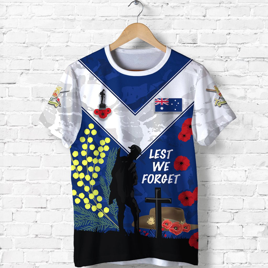 (Custom Personalised) Australian ANZAC Day T shirt Lest We Forget 2021 - Style Blue - Vibe Hoodie Shop