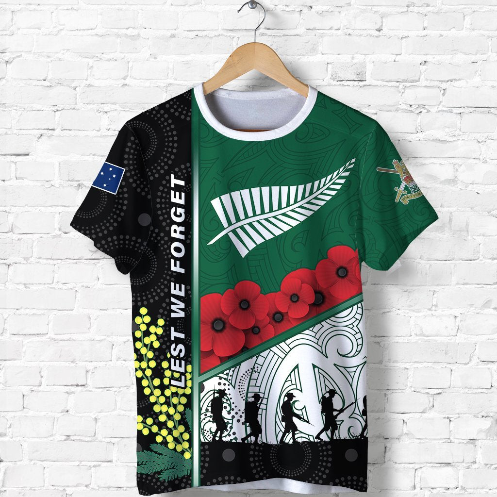 ANZAC Day - Lest We Forget T shirt Australia Indigenous and New Zealand Maori - Vibe Hoodie Shop