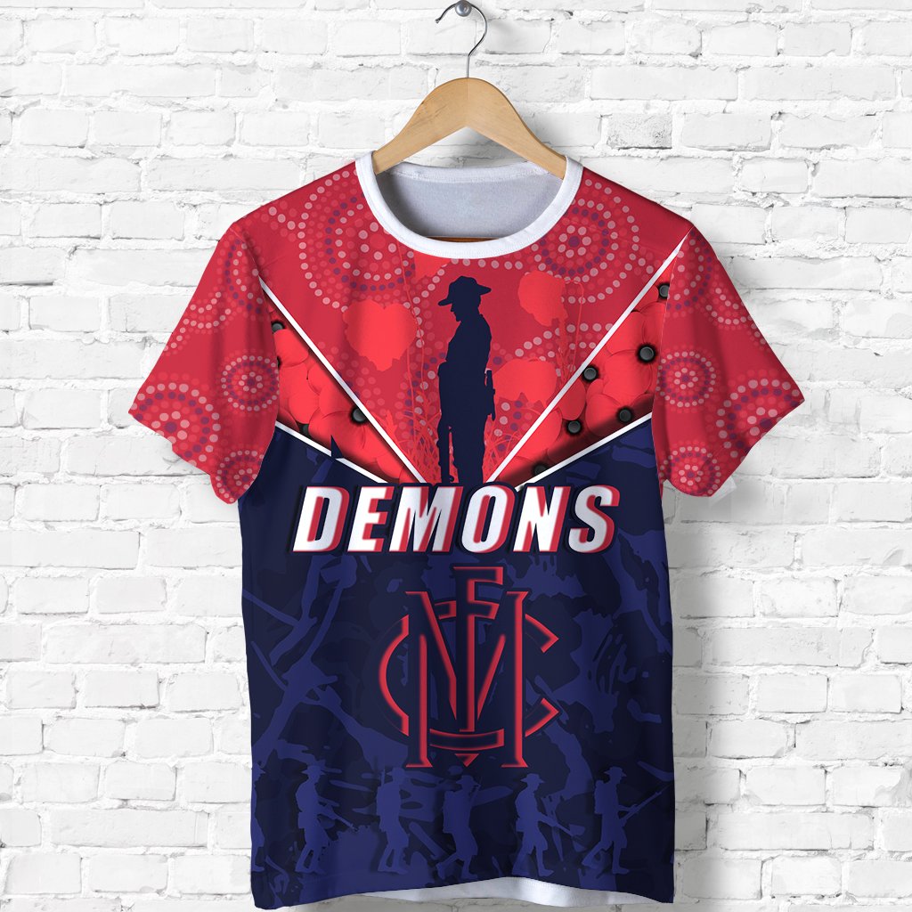 Demons ANZAC Day Indigenous T shirt Melbourne Fancy - Vibe Hoodie Shop