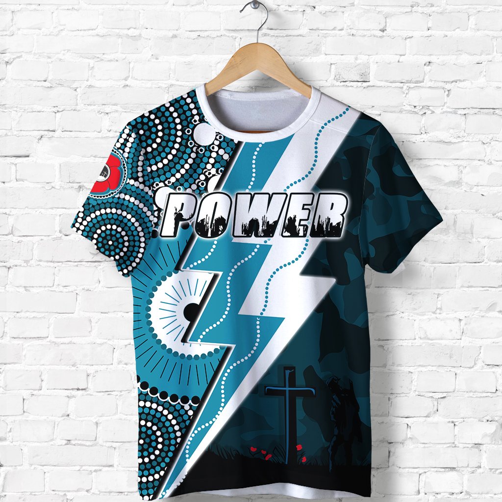 Power ANZAC Day T shirt Port Adelaide Mix Indigenous - Vibe Hoodie Shop