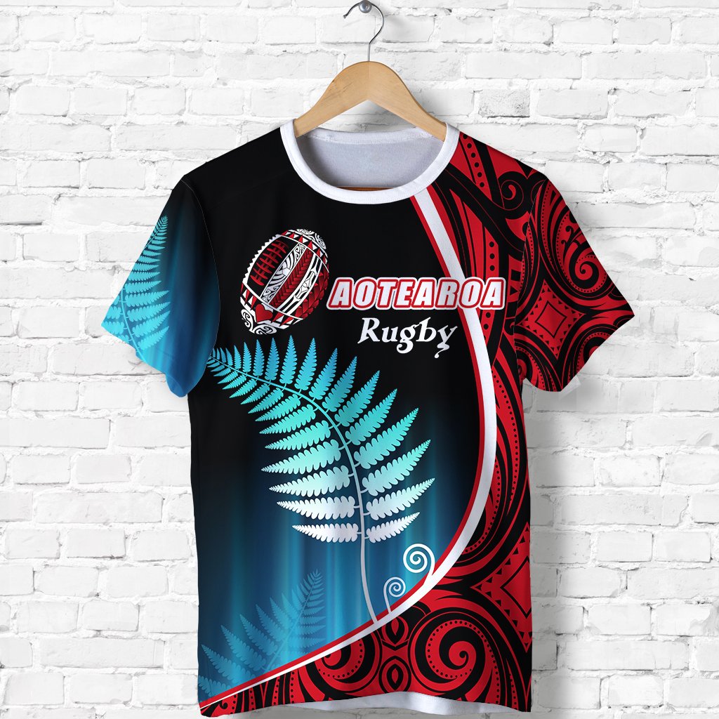 Aotearoa Rugby Black Maori T shirt Kiwi and Silver Fern New Zealand - Vibe Hoodie Shop