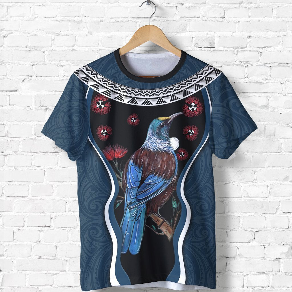 New Zealand Tui Bird T shirt, Pohutukawa - Navy - Vibe Hoodie Shop