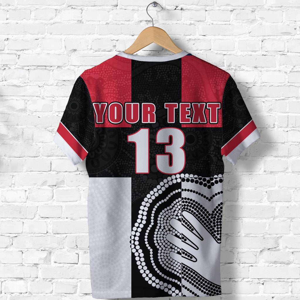 (Custom Personalised) Saints Simple Indigenous T shirt Brave St Kilda - Custom Text and Number - Vibe Hoodie Shop