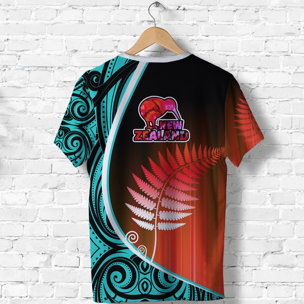 Aotearoa Rugby Black Maori T shirt Kiwi and Silver Fern New Zealand - Blue - Vibe Hoodie Shop