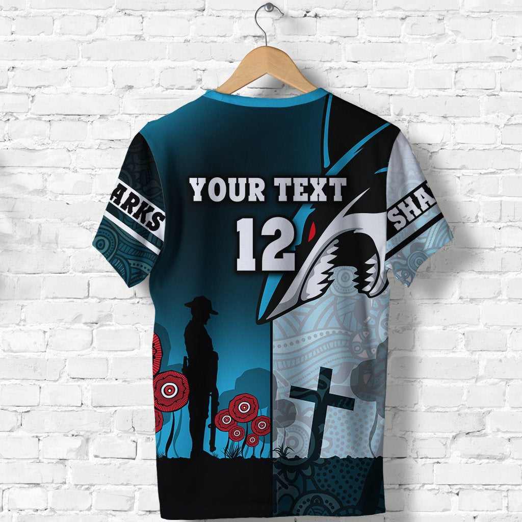 (Custom Personalised) Sharks T shirt Cronulla ANZAC Day - Vibe Hoodie Shop