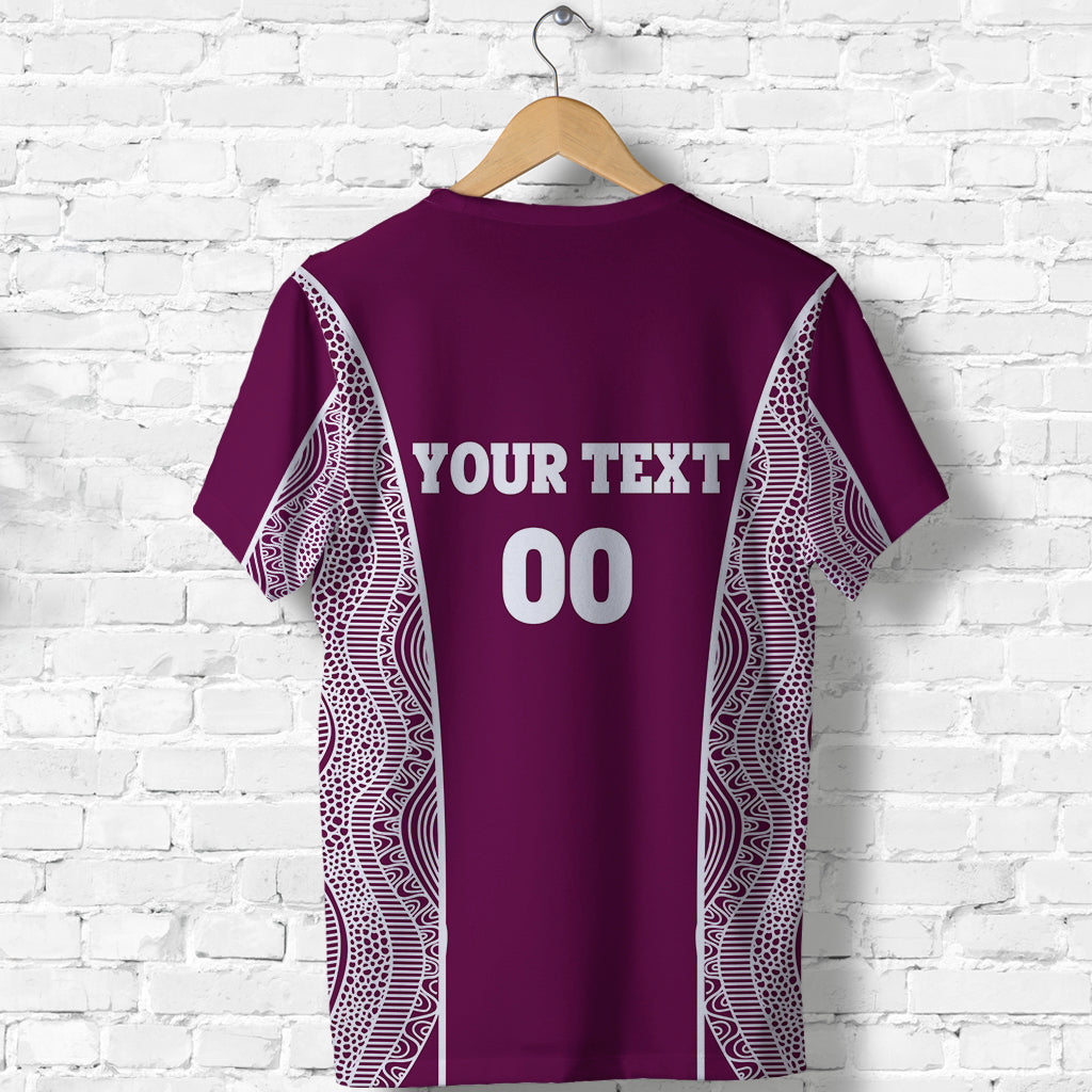 (Custom Personalised) Queensland T shirt Maroons Simple Aboriginal LT16 - Vibe Hoodie Shop