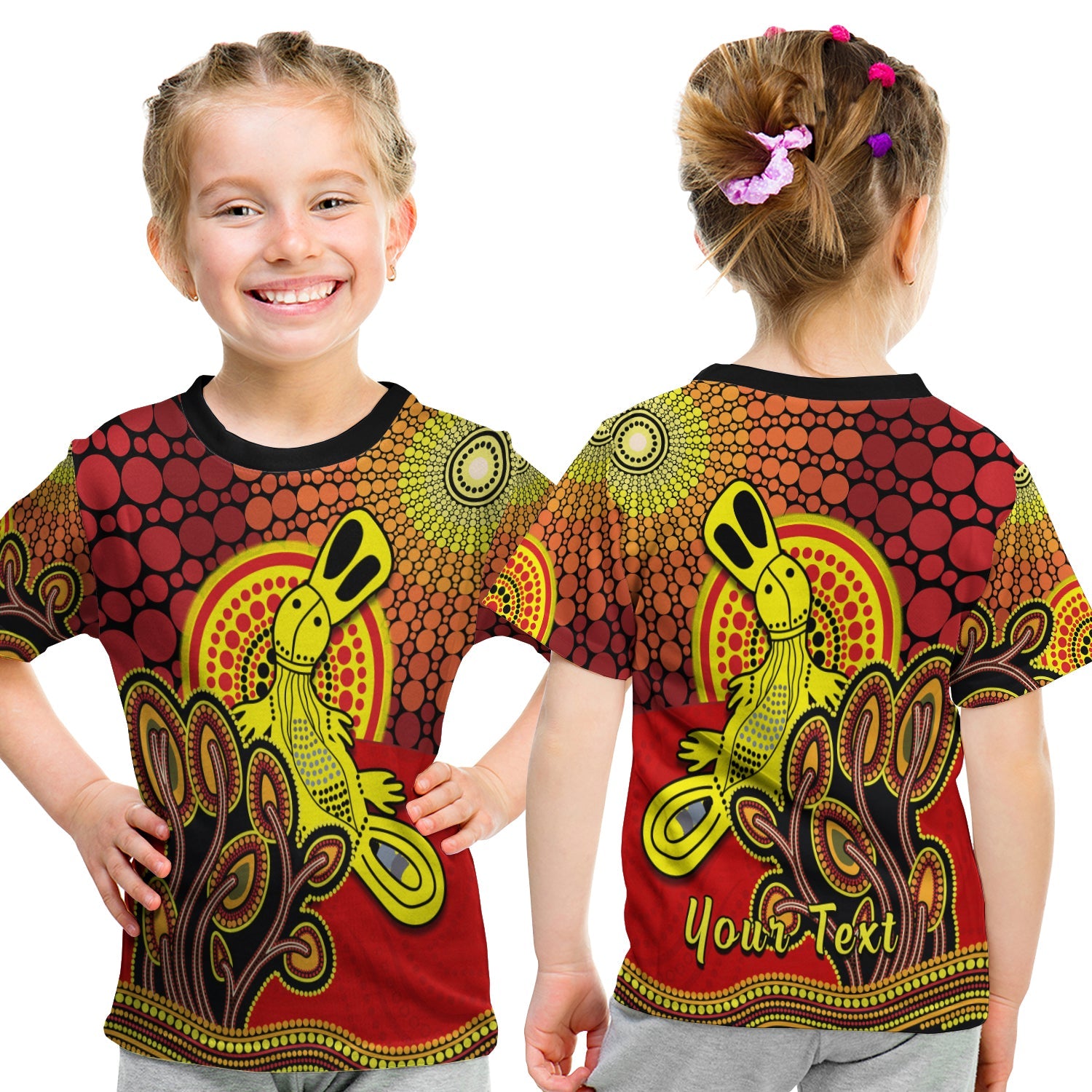 (Custom Personalised) Aboriginal Platypus T shirt KID Tree On The Hill Sunshine - Vibe Hoodie Shop