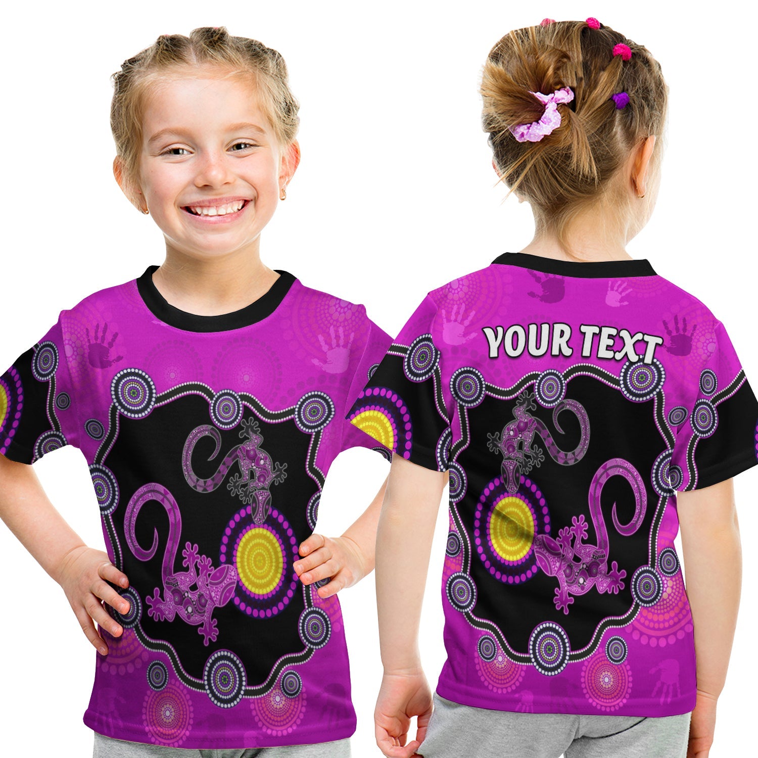 (Custom Personalised) Aboriginal Lizard T shirt KID Attracted Australia Version Purple - Vibe Hoodie Shop