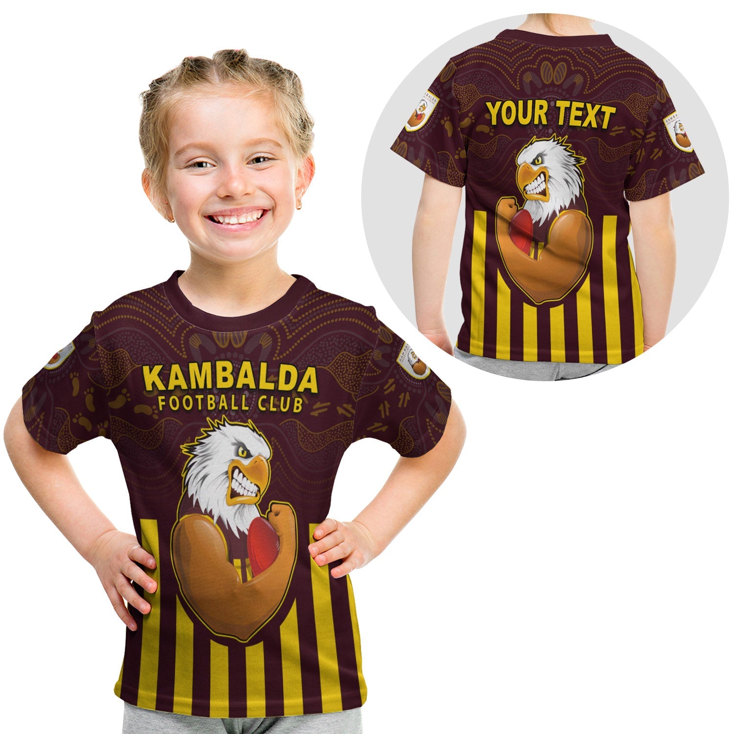 (Custom Personalised) Kambalda Football Club T shirt KID Goldfields Football Indigenous Eagles - Vibe Hoodie Shop