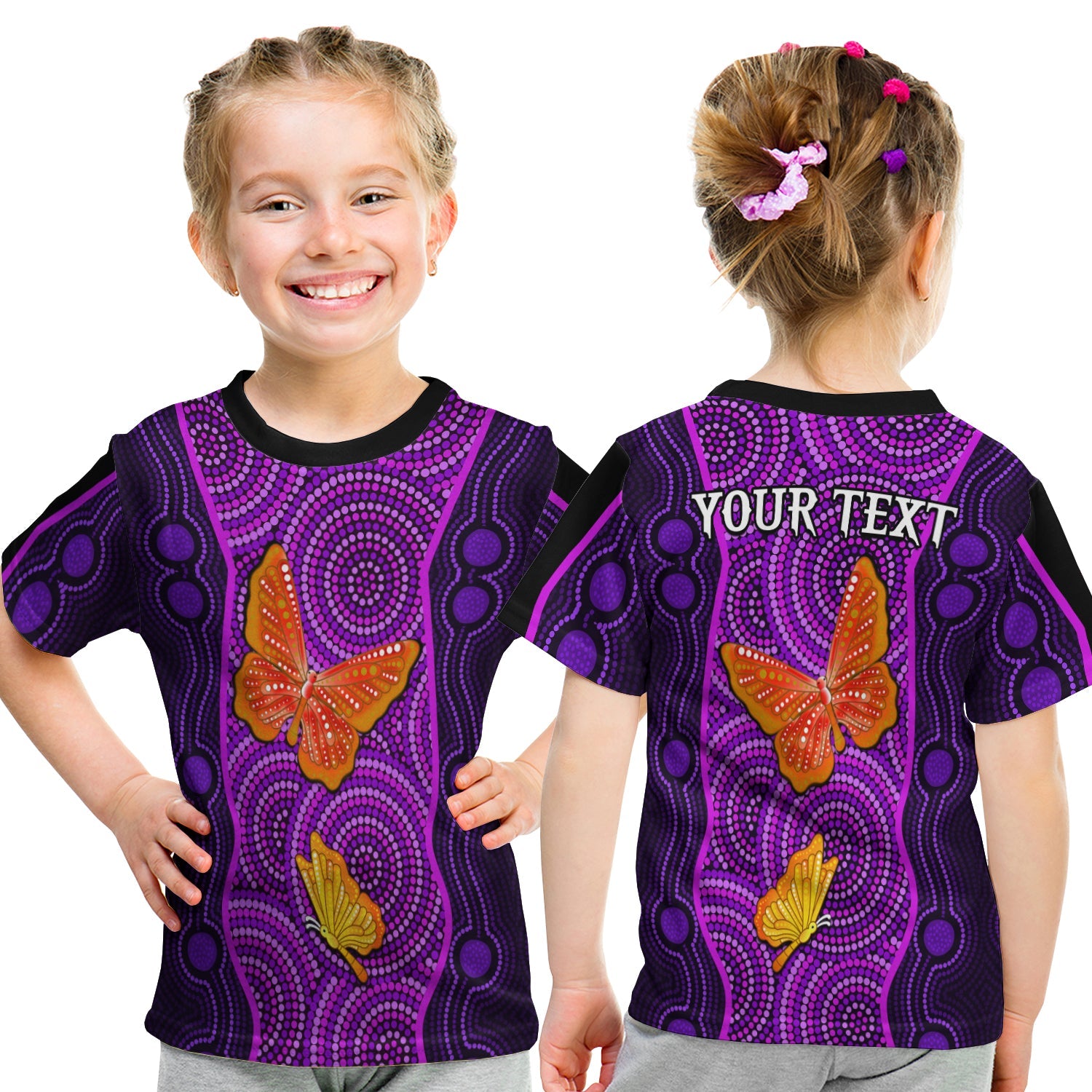 (Custom Personalised) Aboriginal Dot T shirt KID Butterfly Natural Beauty - Vibe Hoodie Shop