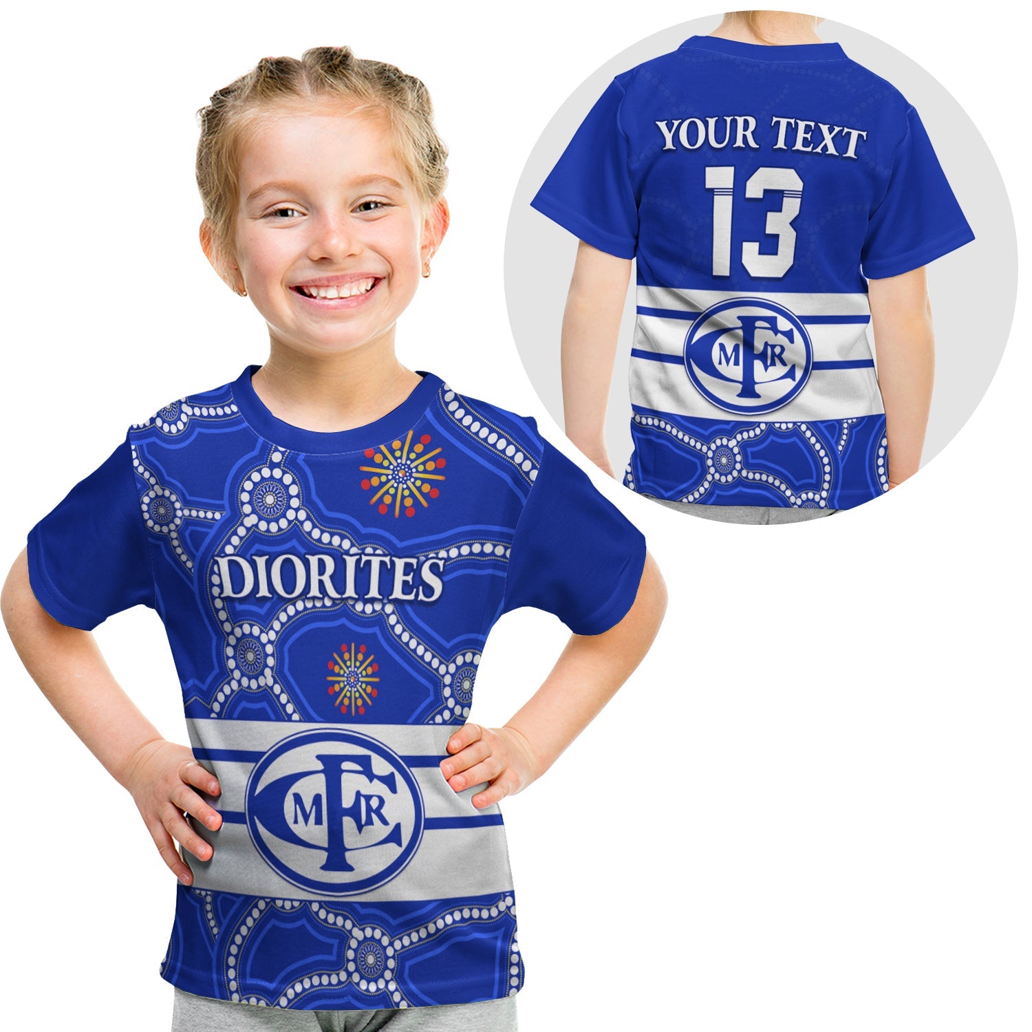 (Custom Personalised) Mines Rovers Football Club T shirt KID Goldfields Football Indigenous Diorites - Custom Text and Number - Vibe Hoodie Shop