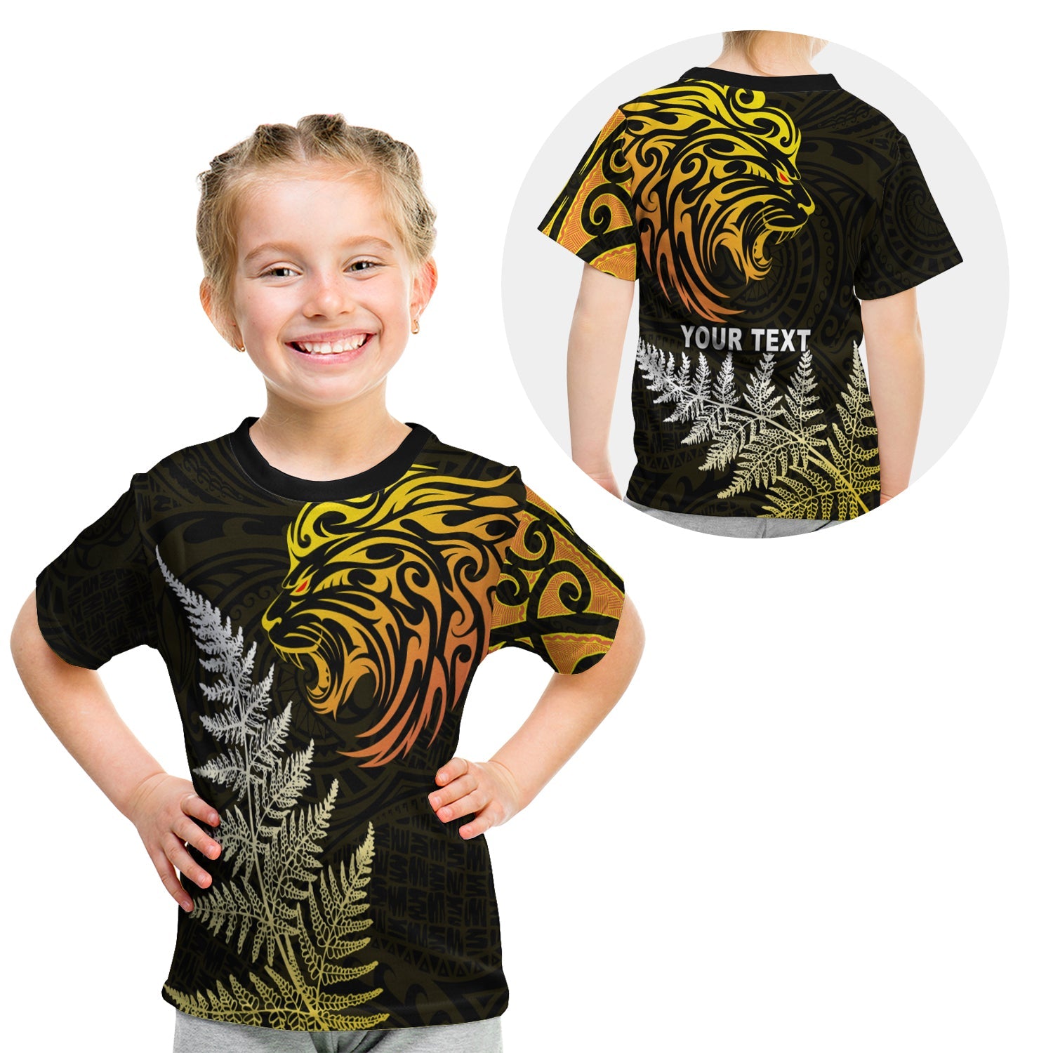 (Custom Personalised) Lion Maori T shirt KID Aotearoa mix Silver Fern - Vibe Hoodie Shop