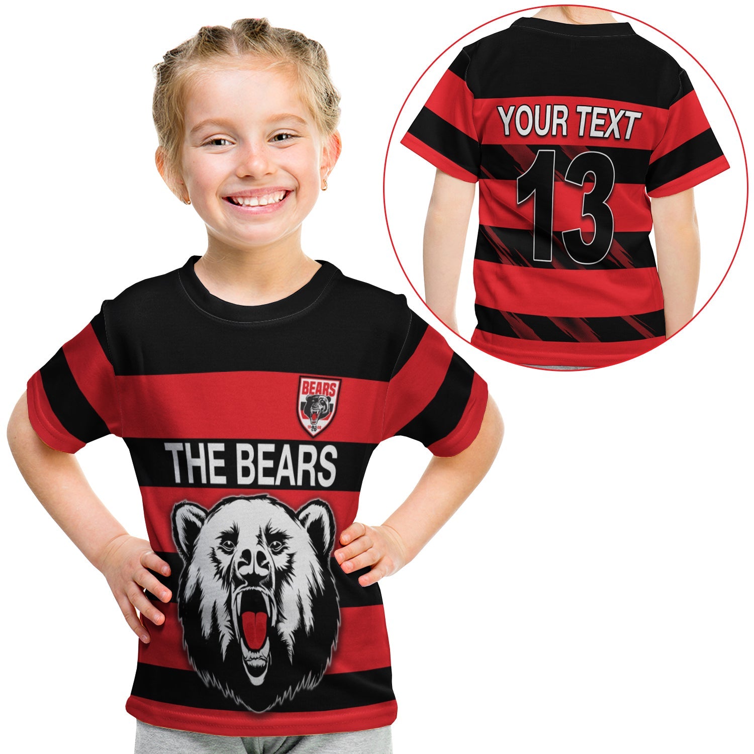 (Custom Personalised) The Bears T shirt KID North Sydney Bears Strong Comeback - Custom Text and Number - Vibe Hoodie Shop