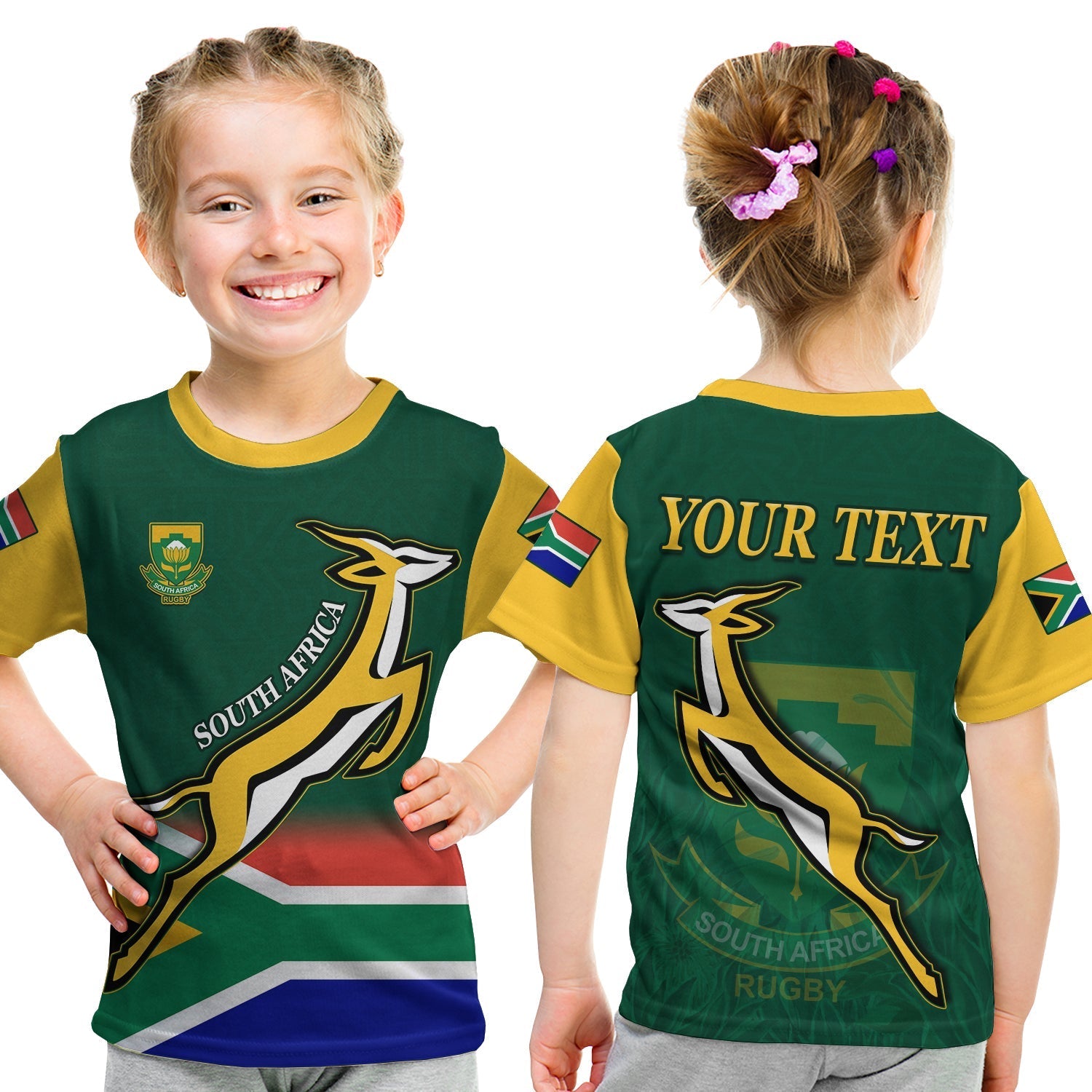 (Custom Personalised) South Africa Rugby T shirt KID Springboks Champion Bokke African Pattern Go Bokke - Vibe Hoodie Shop