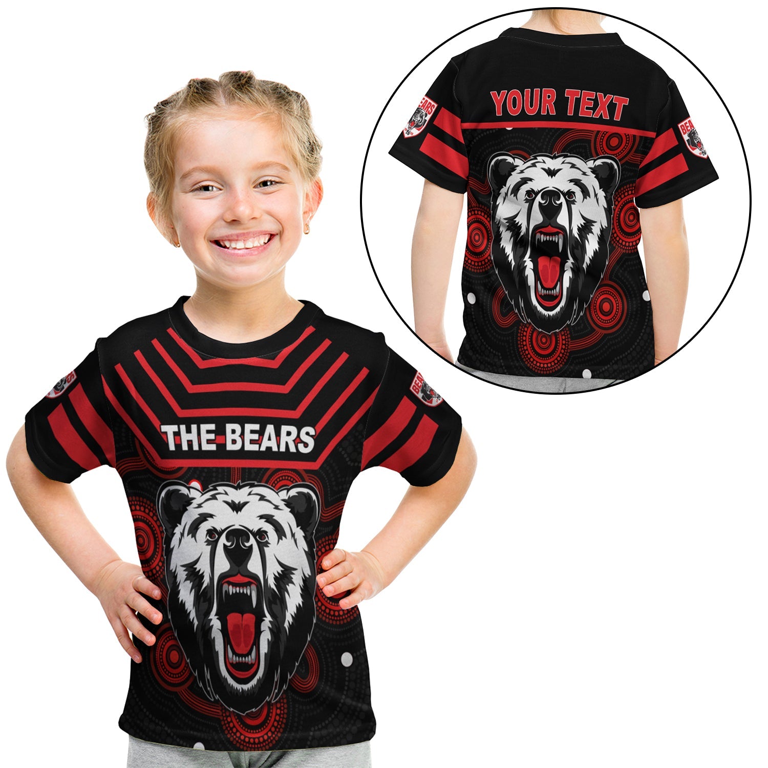 (Custom Personalised) The Bears Indigenous T shirt KID Go North Sydney - Vibe Hoodie Shop