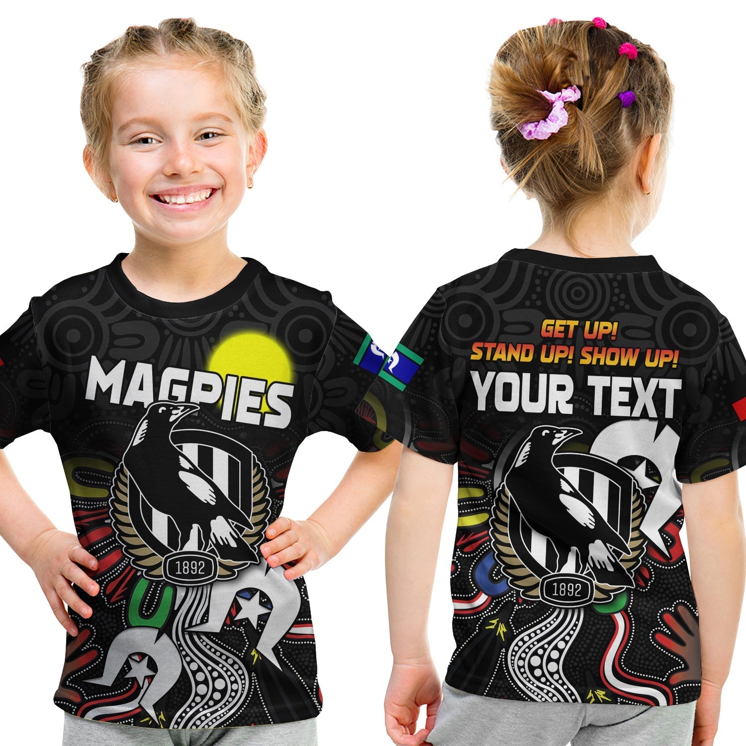 (Custom Personalised) Magpies NAIDOC Week T shirt KID Collingwood Football Aboriginal - Vibe Hoodie Shop