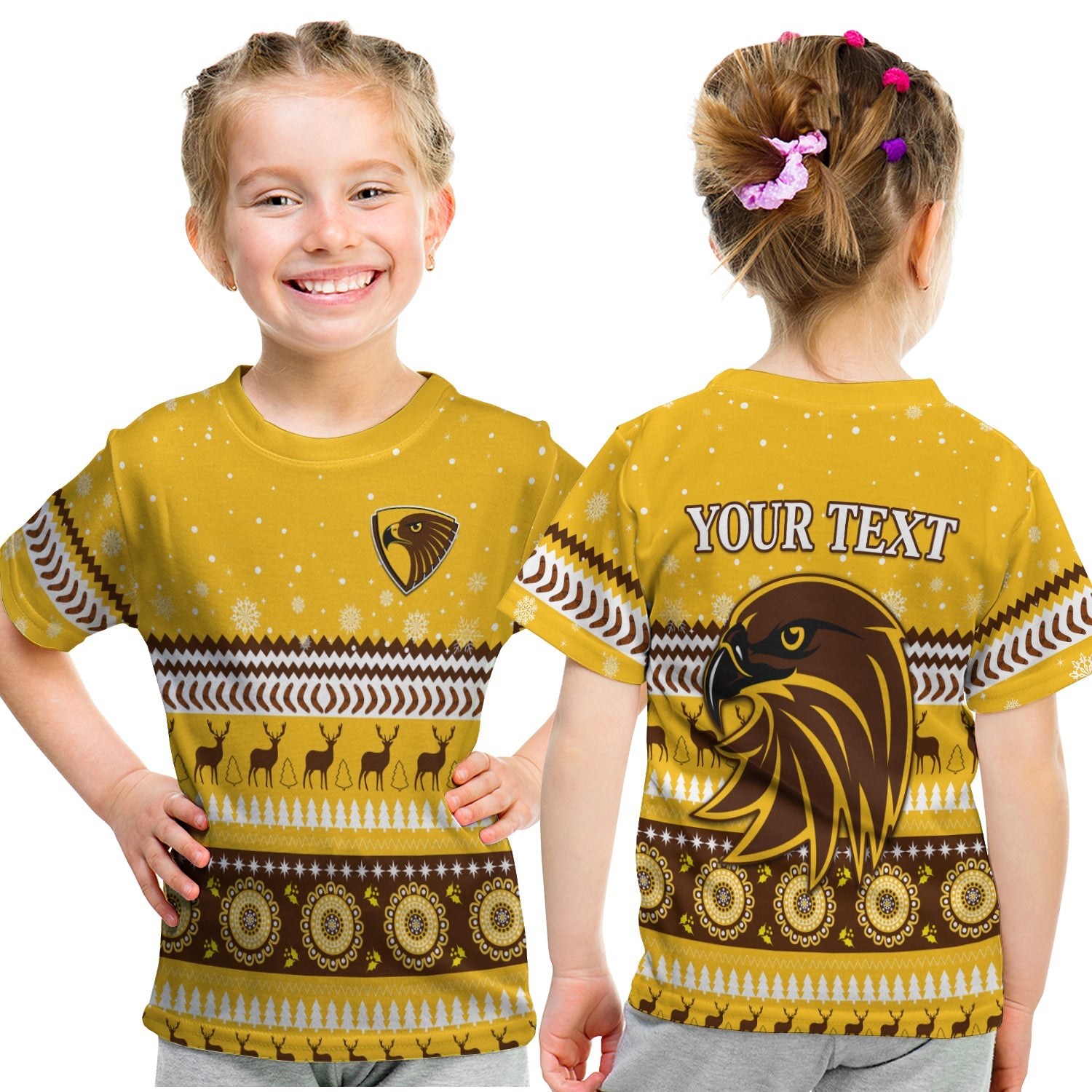 (Custom Personalised) Hawks Christmas T shirt KID Indigenous Hawthorn Football - Vibe Hoodie Shop