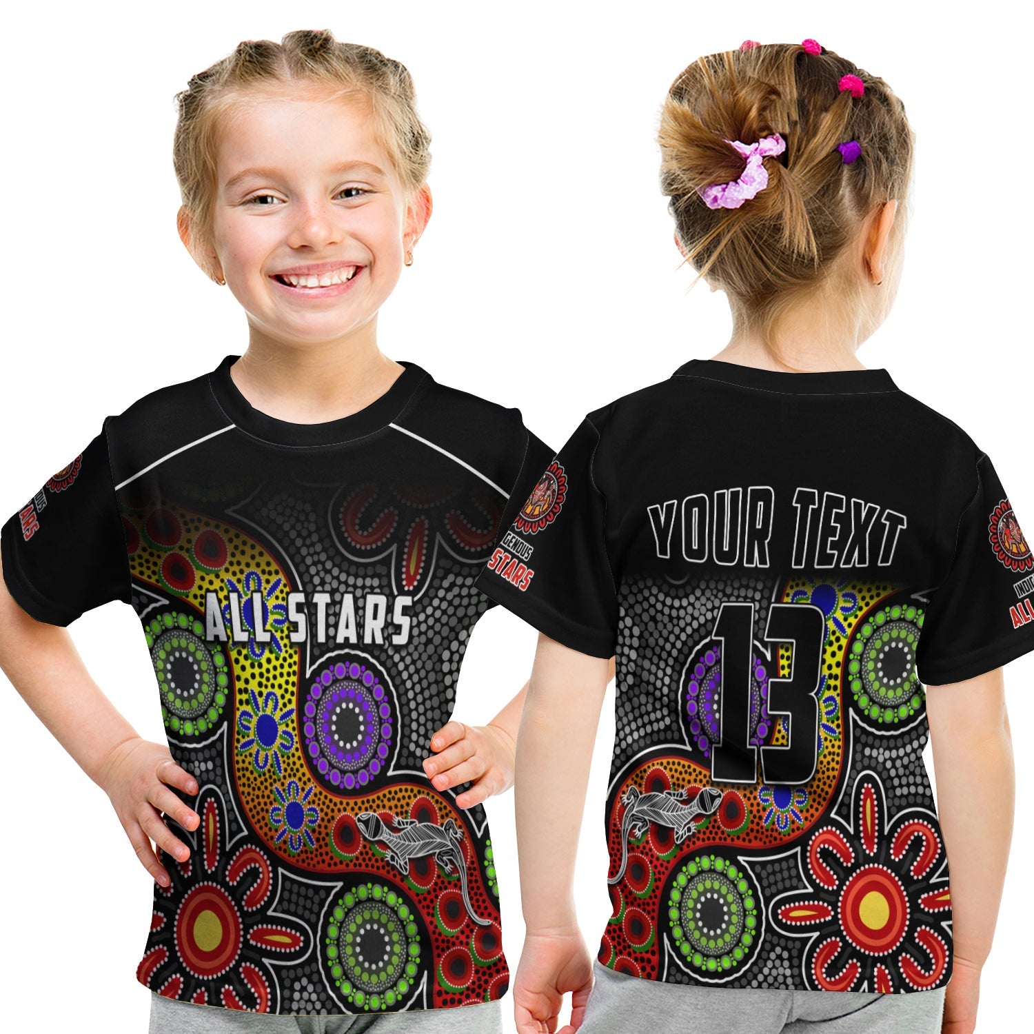 (Custom Text and Number) All Stars Christmas T shirt KID Indigenous Dreamtime - Vibe Hoodie Shop