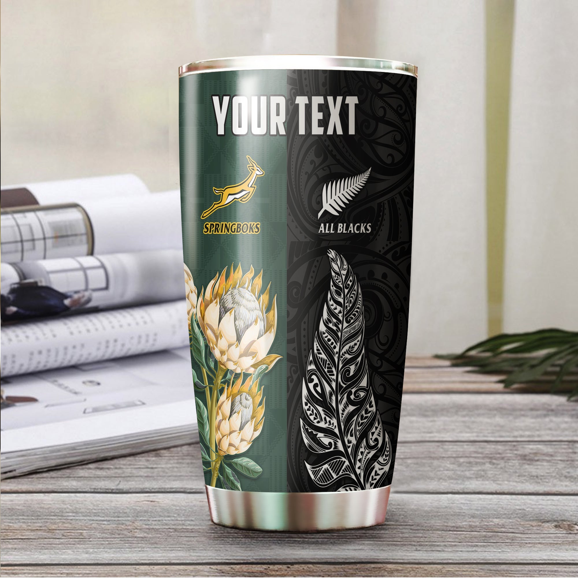 custom-personalised-south-africa-protea-and-new-zealand-fern-tumbler-rugby-go-springboks-vs-all-black