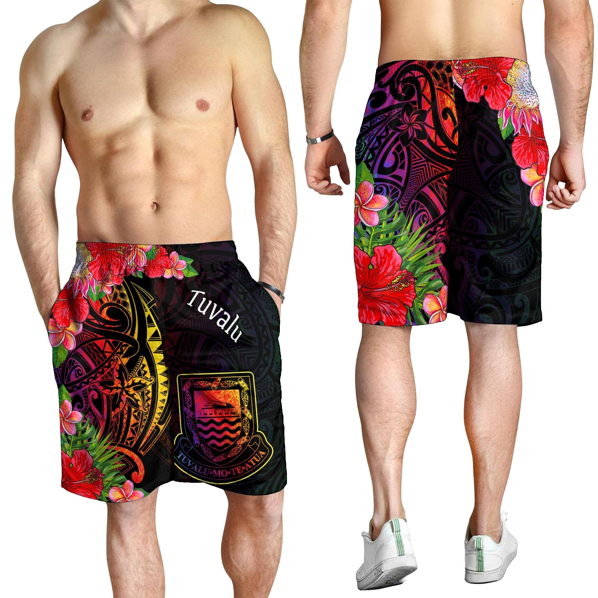 Tuvalu Men's Shorts - Tropical Hippie Style - Vibe Hoodie Shop