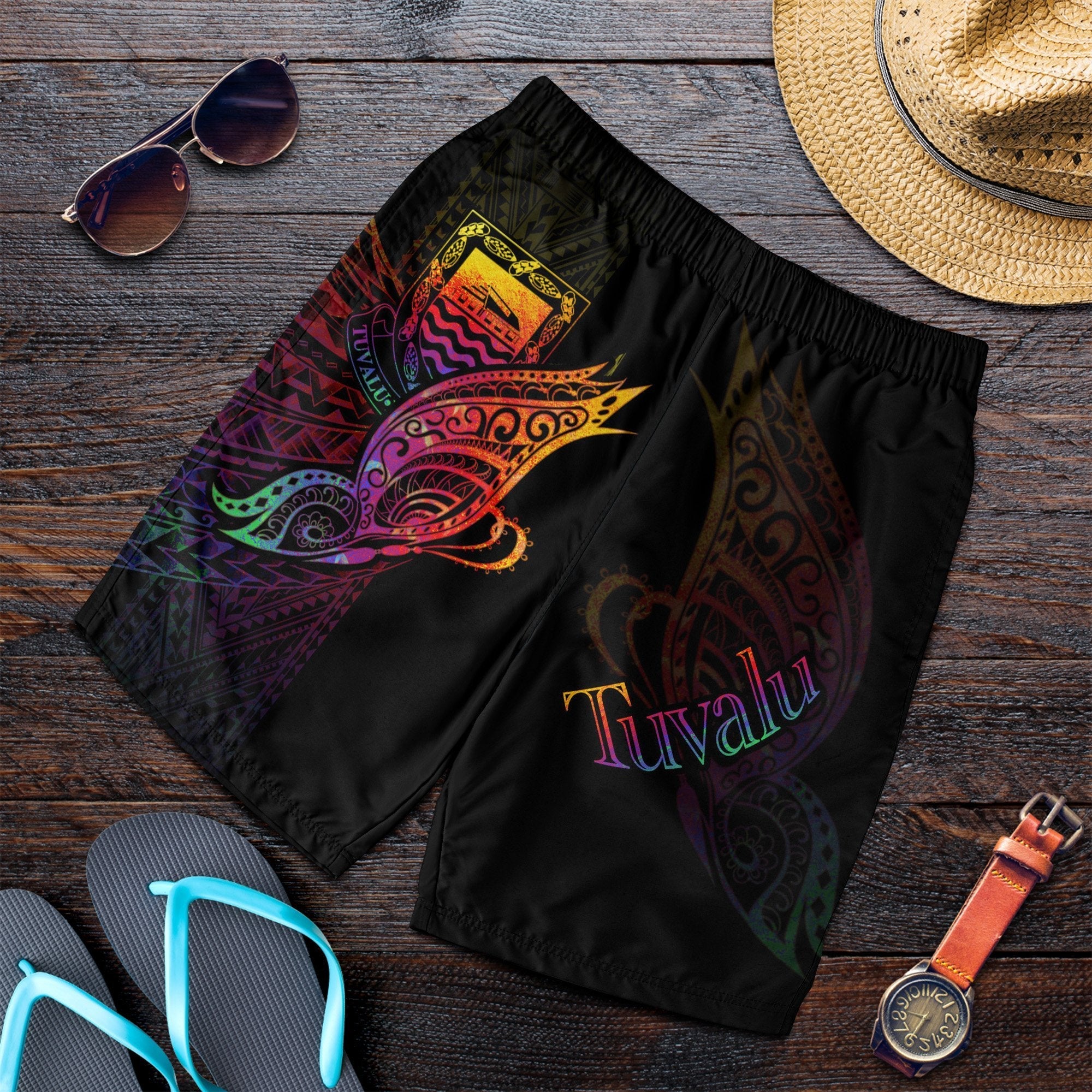 Tuvalu Men's Shorts - Butterfly Polynesian Style - Vibe Hoodie Shop