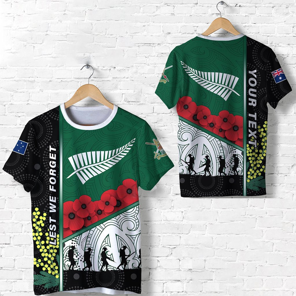 (Custom Personalised) ANZAC Day - Lest We Forget T shirt Australia Indigenous and New Zealand Maori - Vibe Hoodie Shop