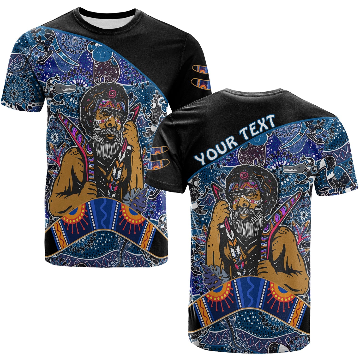 (Custom Personalised) Australian Boomerang T shirt Indigenous Australia Blue Graceful - Vibe Hoodie Shop