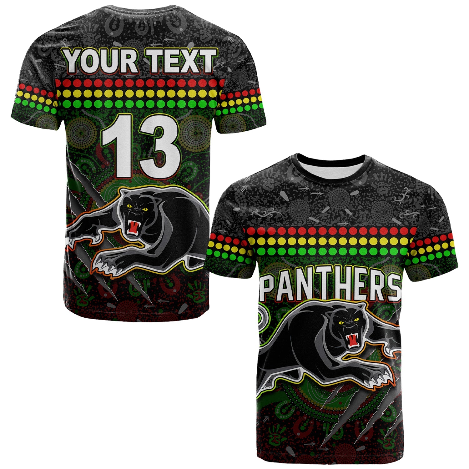 Custom Text and Number Panthers T Shirt Premiers 2022 Aboriginal - Vibe Hoodie Shop