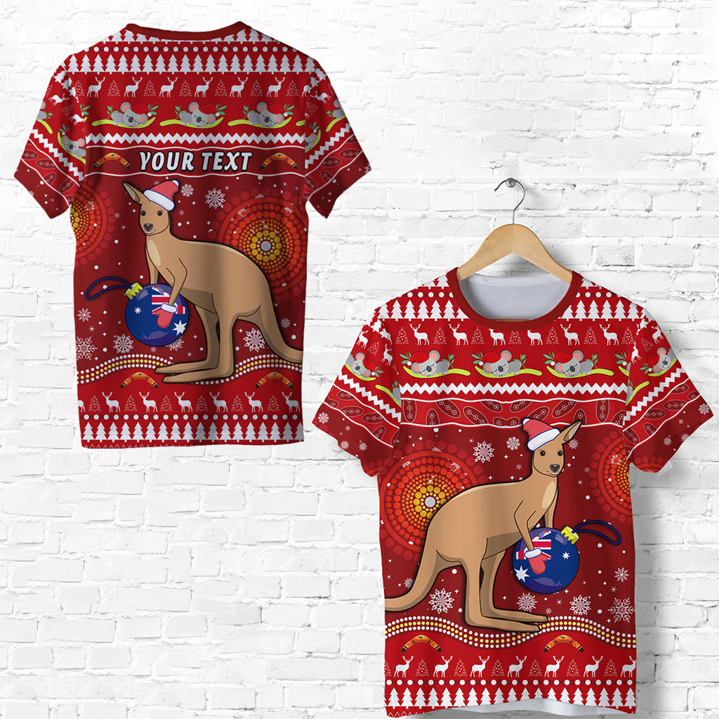 (Custom Personalised) Australia Christmas T shirt Aboriginal Kangaroo - Vibe Hoodie Shop