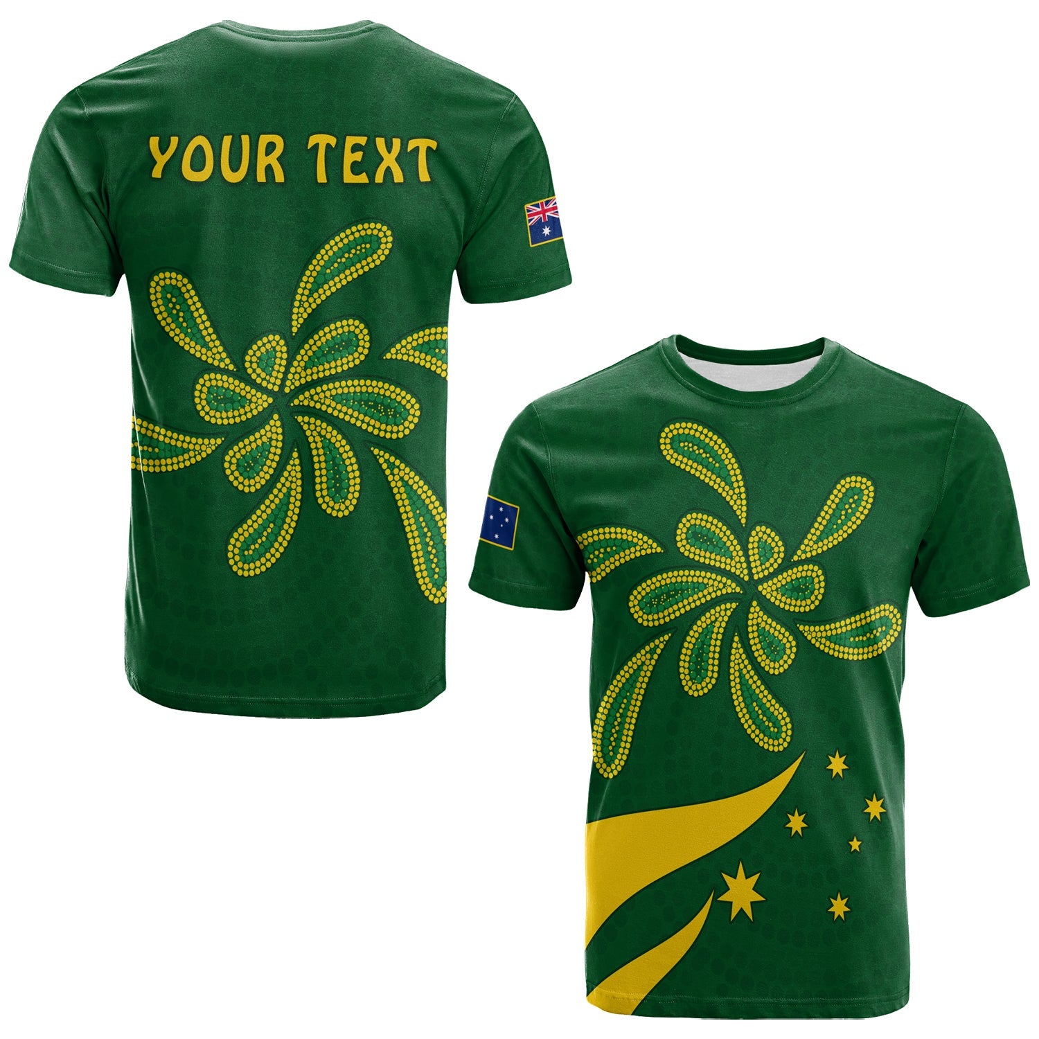 (Custom Personalised) Green and Gold T shirt Australia National Colours - Vibe Hoodie Shop