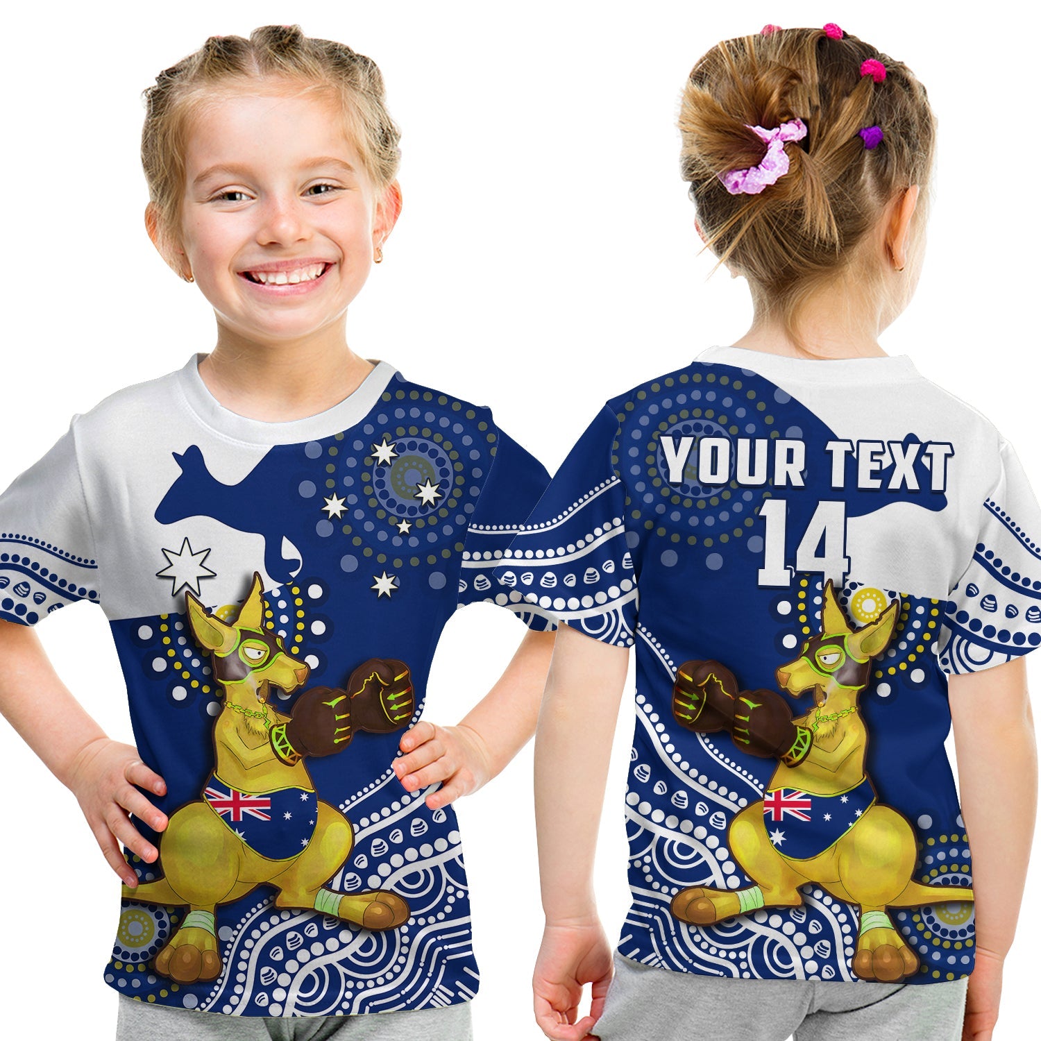 (Custom Text And Number) Australia T Shirt Boxing Kangaroo Indigenous Flag Color Art - Vibe Hoodie Shop