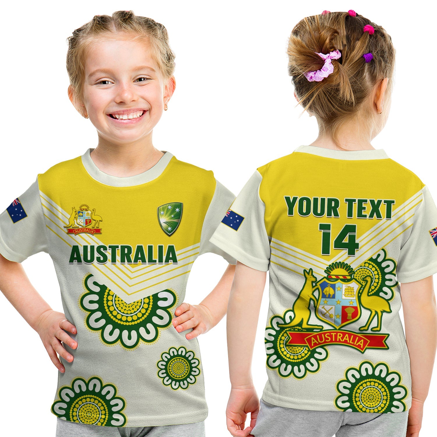 (Custom Text And Number) Australia Cricket T Shirt KID Boxing Day Test Aussie Indigenous - Vibe Hoodie Shop