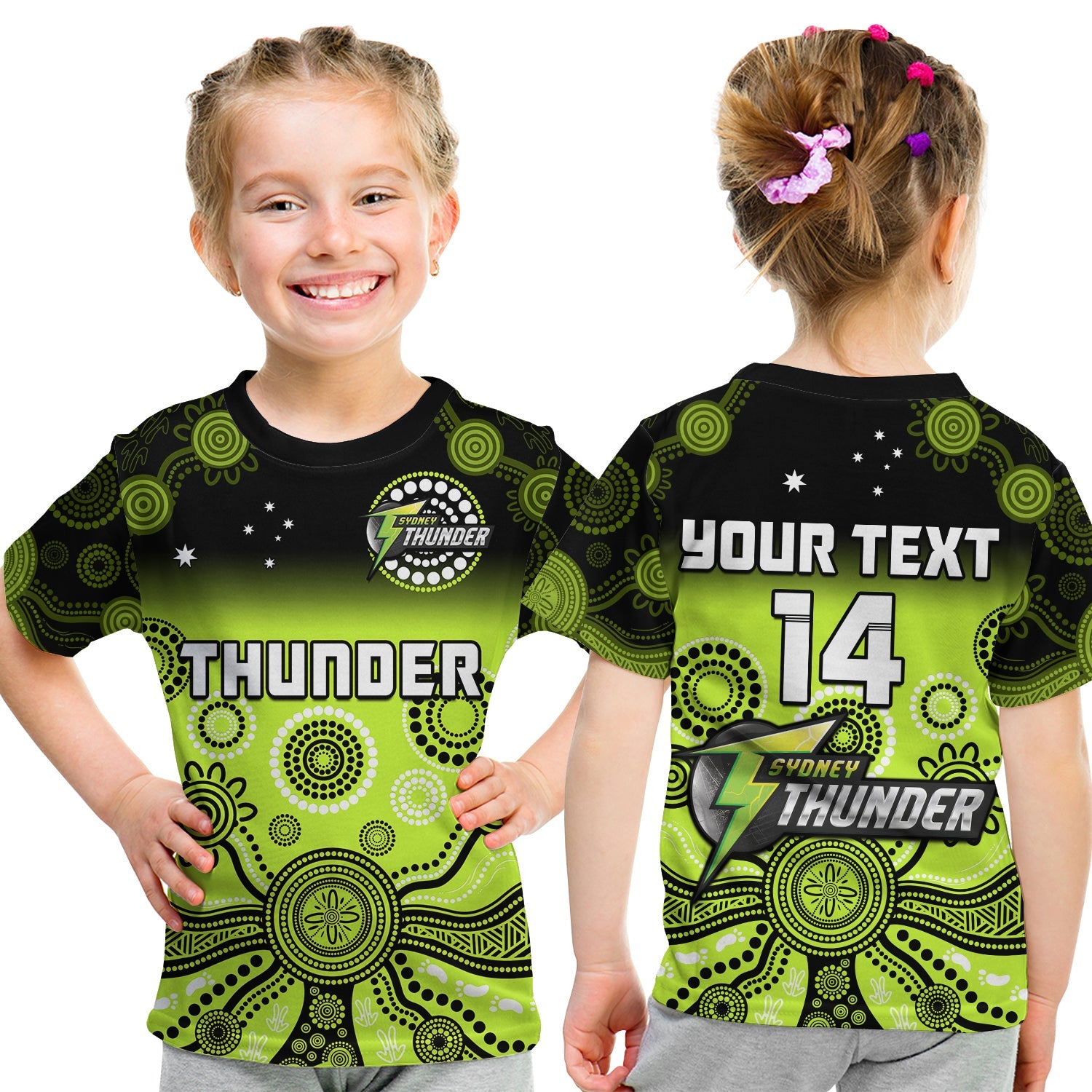 (Custom Text And Number) Thunder T Shirt Sydney Gradient Aboriginal Art - Vibe Hoodie Shop