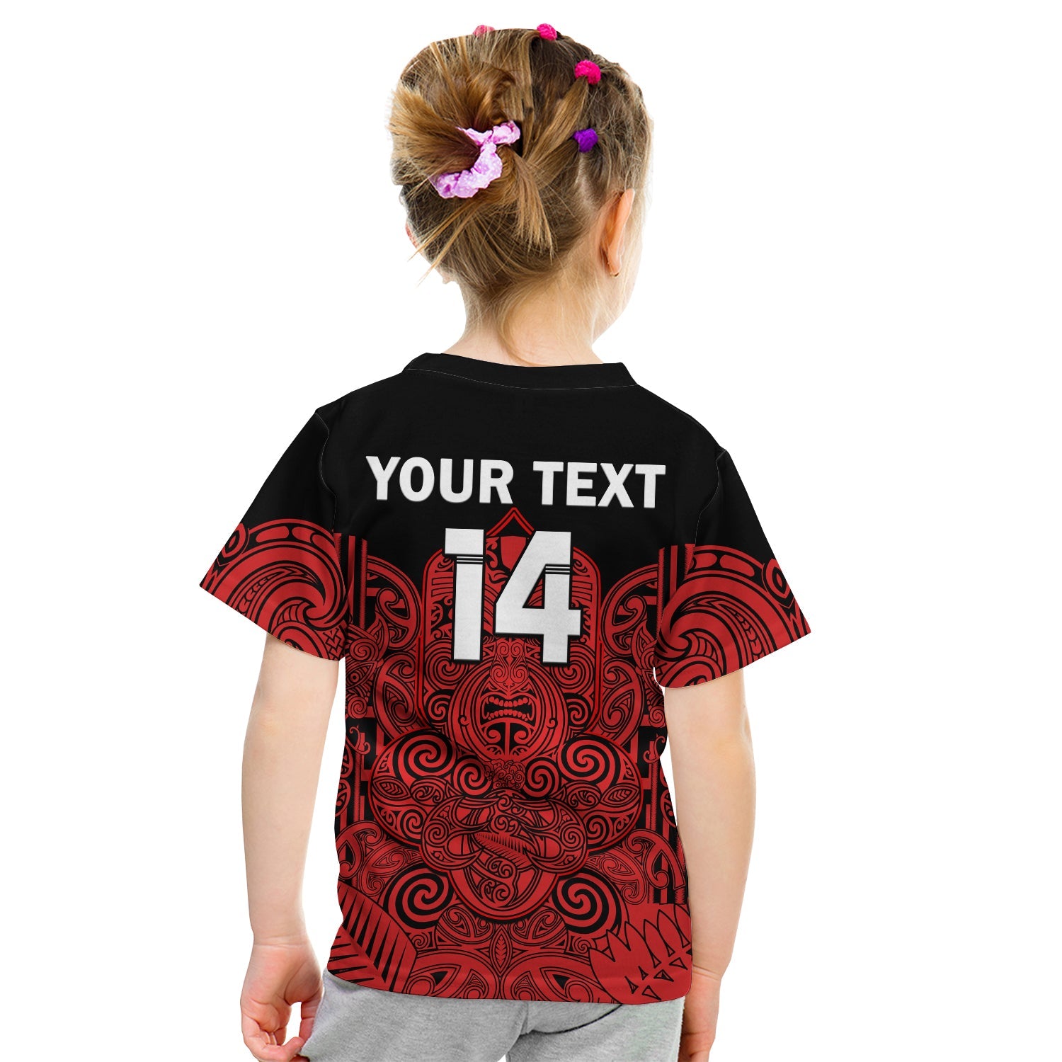 (Custom Text And Number) New Zealand Tiki Rugby T Shirt KID NZ Maori Koru Pattern Ver.03 - Vibe Hoodie Shop