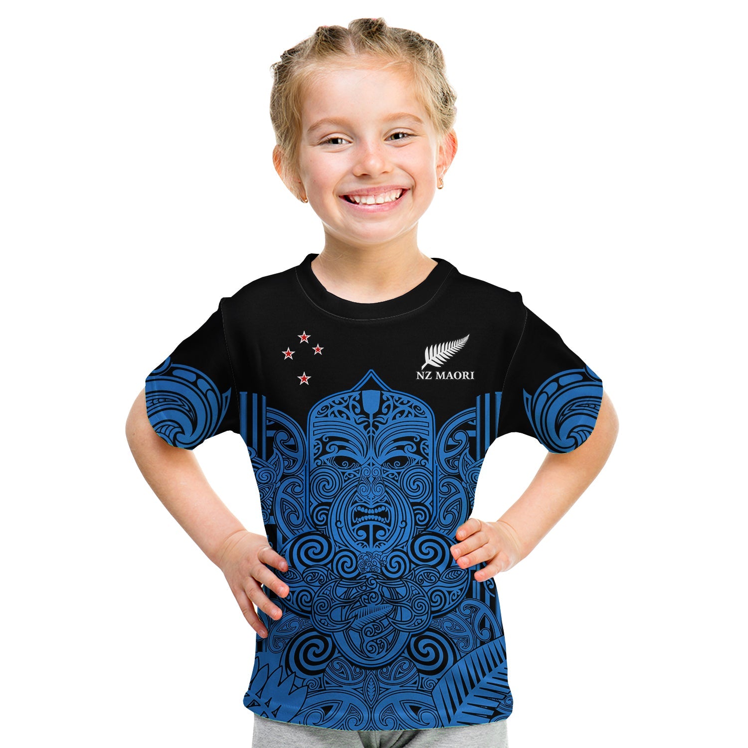 (Custom Text And Number) New Zealand Tiki Rugby T Shirt KID NZ Maori Koru Pattern Ver.05 - Vibe Hoodie Shop