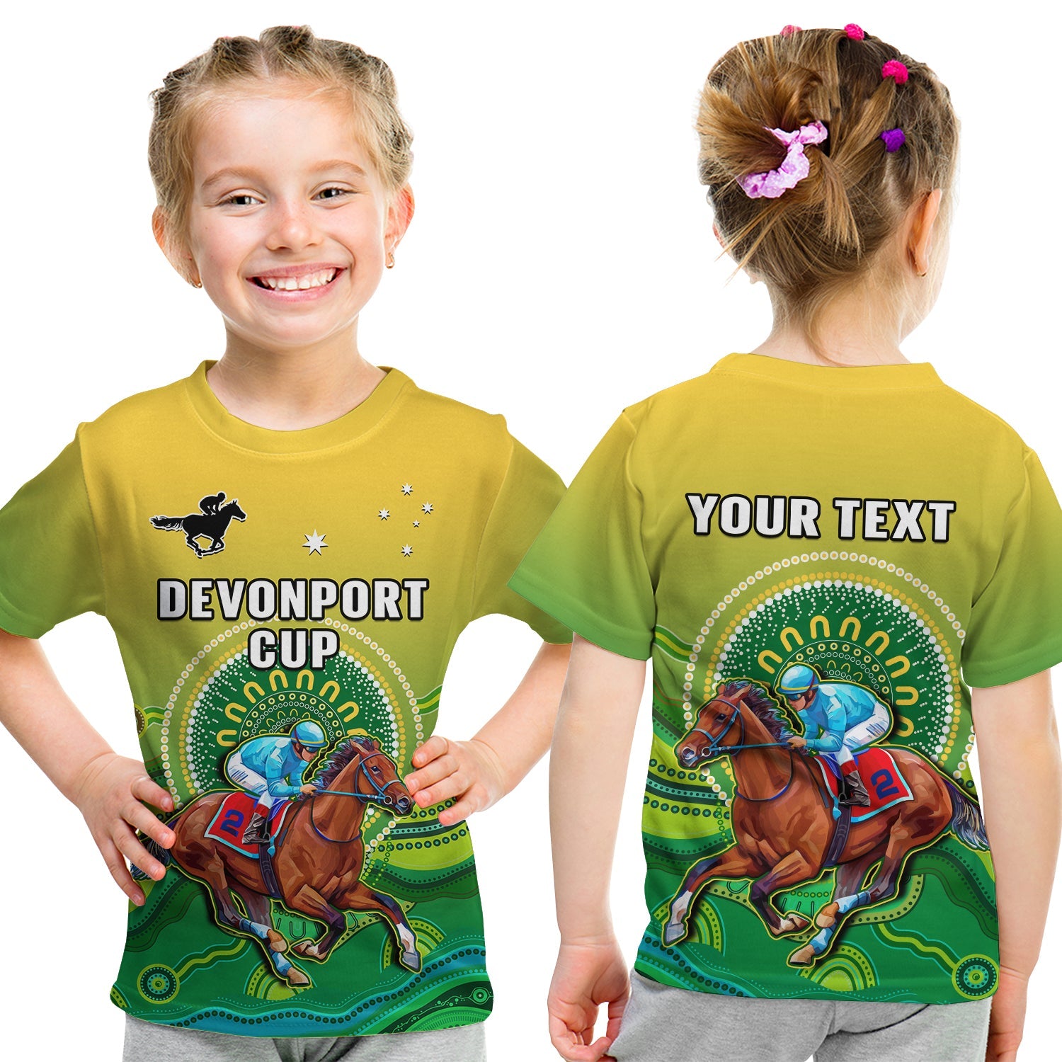 (Custom Personalised) Australia Devonport Cup 2023 T Shirt KID Horse Racing Indigenous Art - Vibe Hoodie Shop