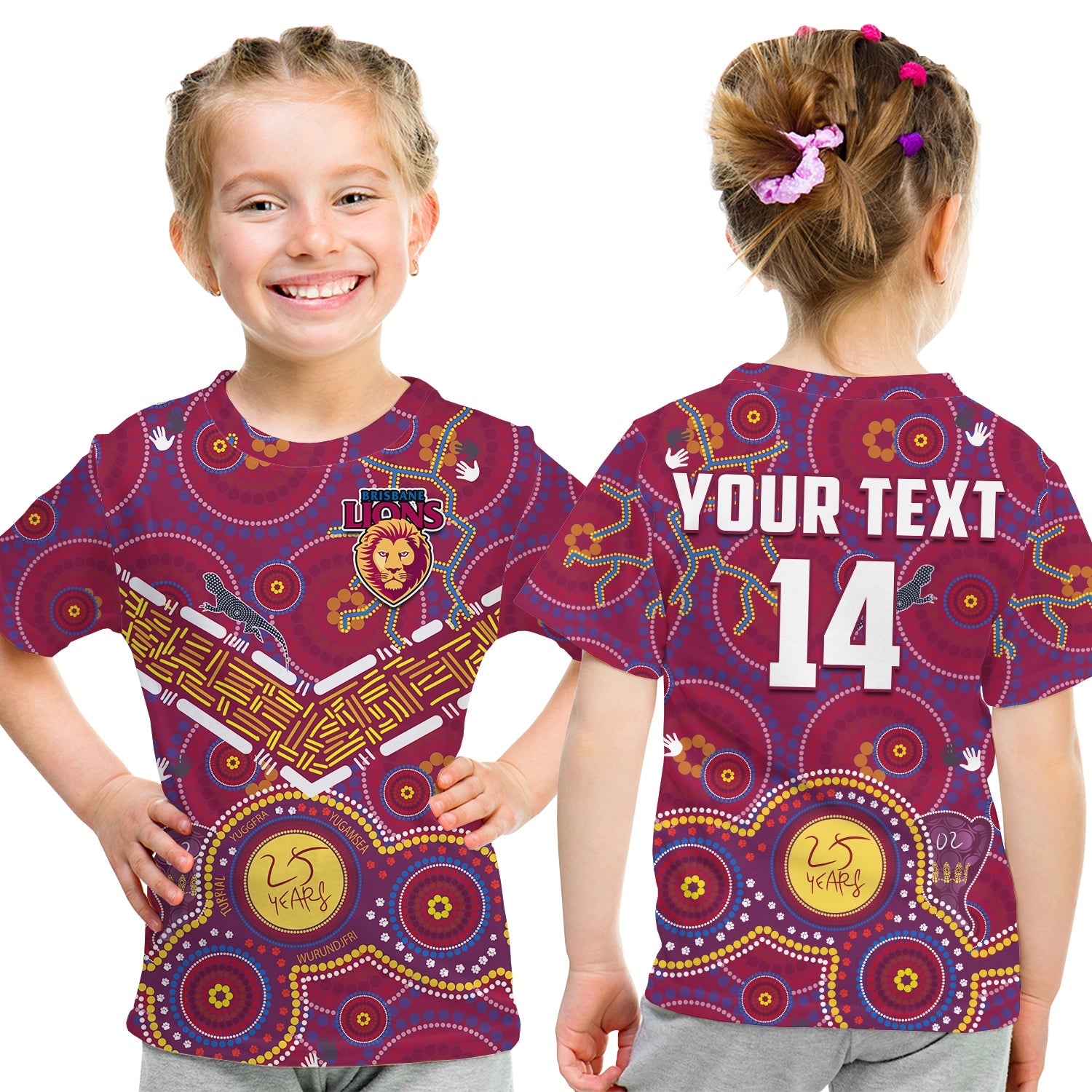 (Custom Text And Number) Brisbane Football T Shirt KID Indigenous Pattern Go Lions Unique Version - Vibe Hoodie Shop