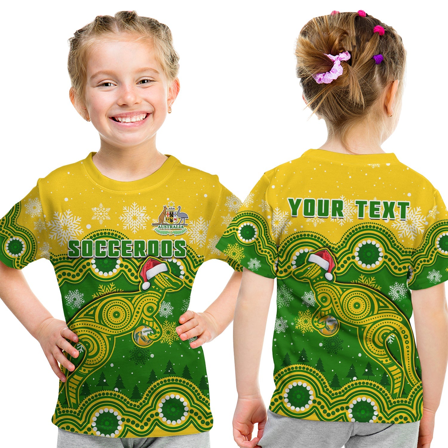 (Custom Personalised) Australia Soccer Christmas T Shirt Socceroos Indigenous Kangaroo - Vibe Hoodie Shop