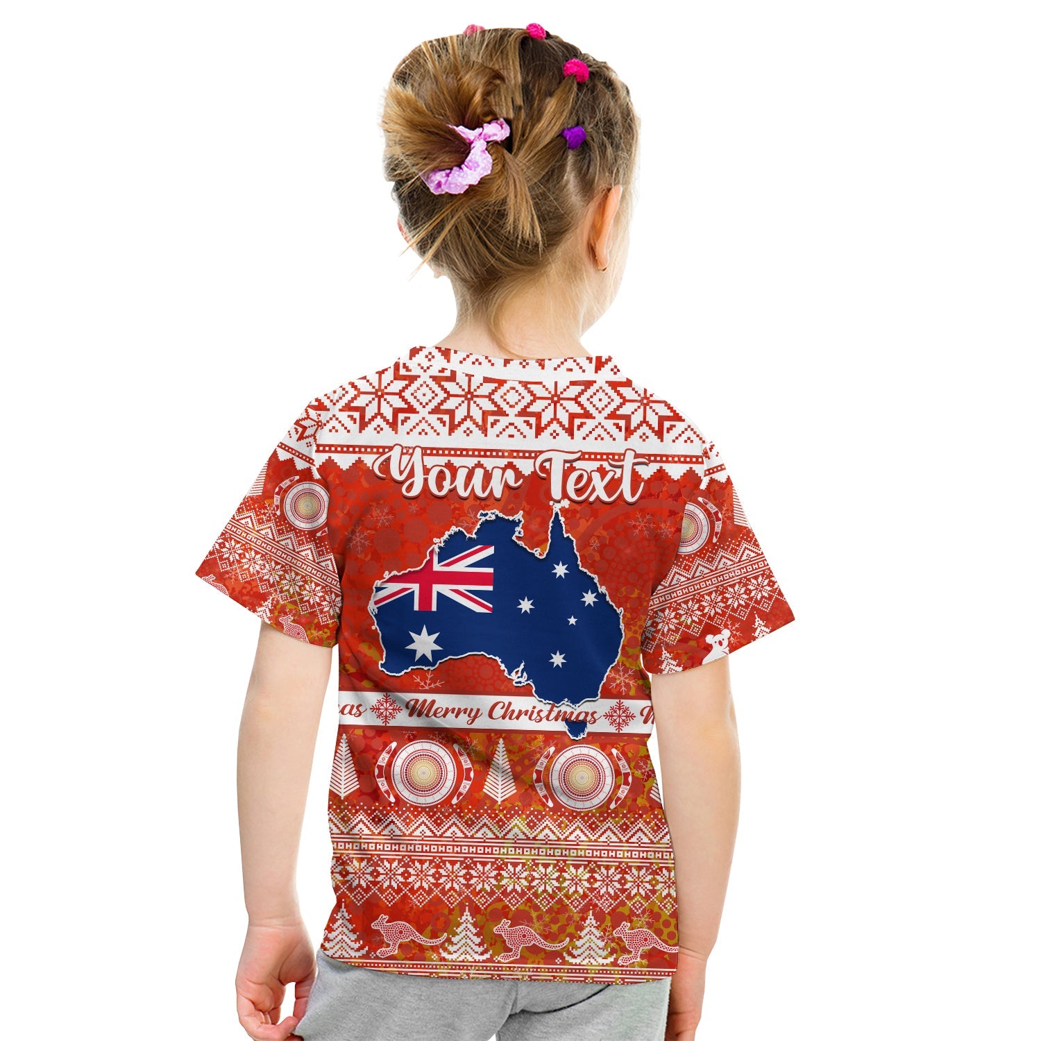 (Custom Personalised) Australia T Shirt KID Australian Map Aboriginal Painting Merry Christmas - Vibe Hoodie Shop