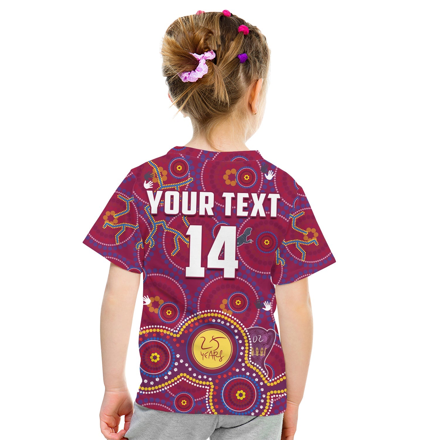 (Custom Text And Number) Brisbane Football T Shirt KID Indigenous Pattern Go Lions Unique Version - Vibe Hoodie Shop