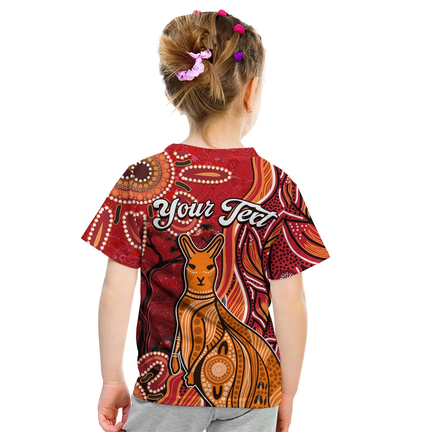 (Custom Personalised) Australian Aboriginal Art T shirt KID Aussie Animal Red Version - Vibe Hoodie Shop