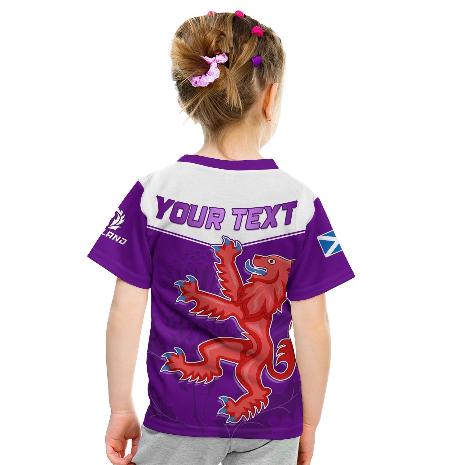 (Custom Personalised) Scottish Rugby T shirt KID Map Of Scotland Thistle Purple Version - Vibe Hoodie Shop