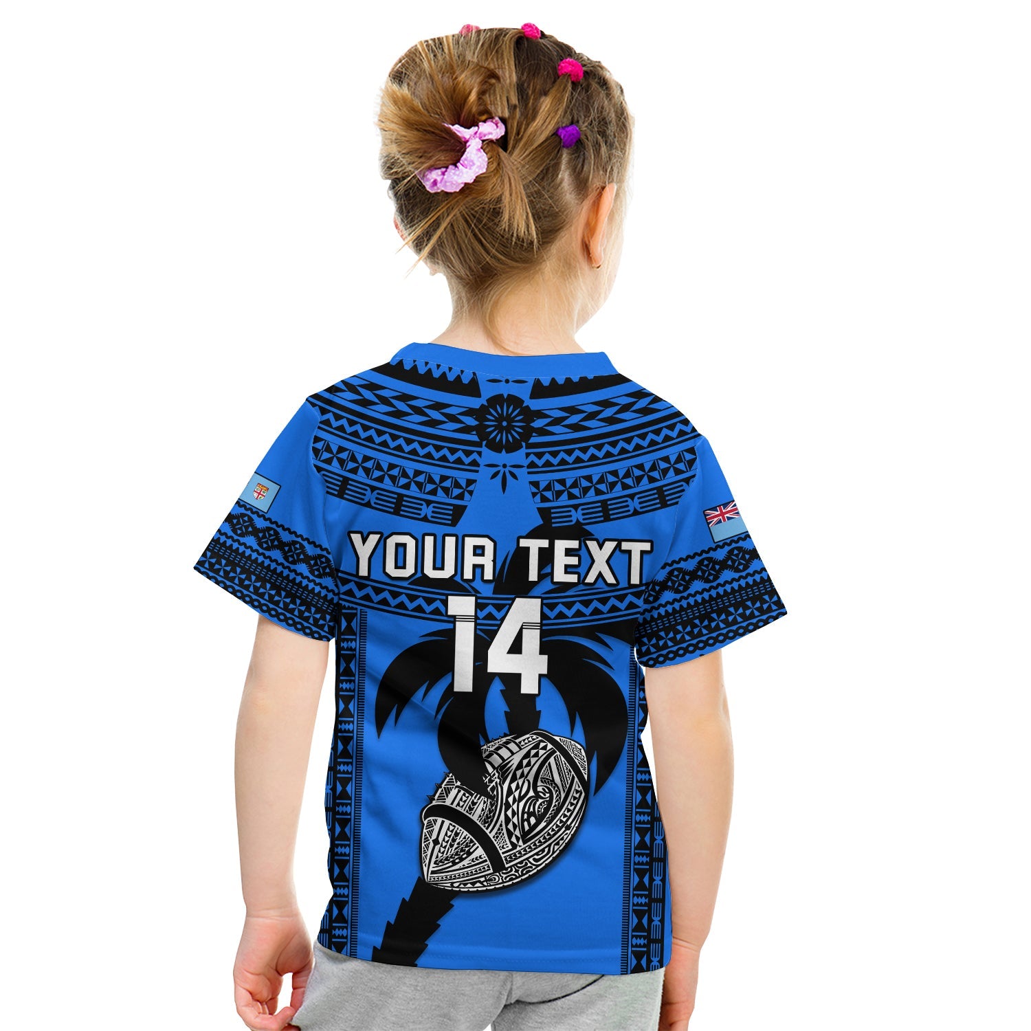 (Custom Text And Number) Fiji Rugby T Shirt KID Fijian Drua Super Polynesian Special Tapa Pattern - Vibe Hoodie Shop