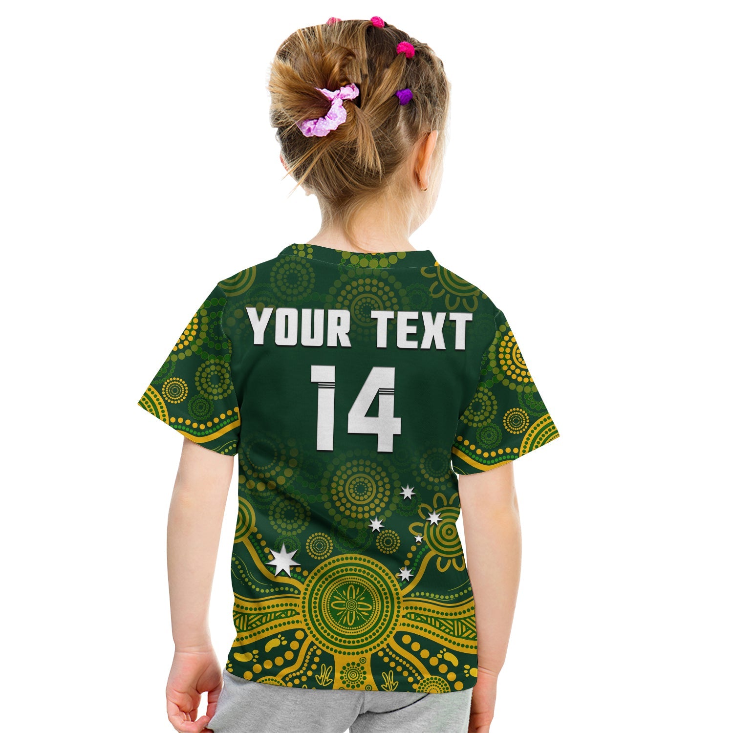 (Custom Text And Number) Australia 2022 Rugby T Shirt KID Wallabies Aboriginal Style - Vibe Hoodie Shop