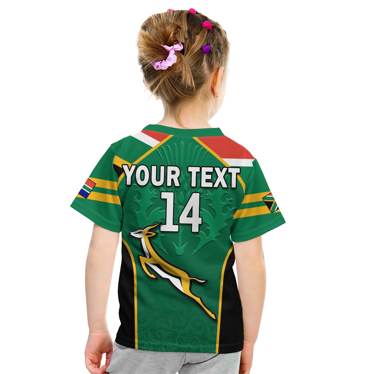 (Custom Text And Number) South Africa Rugby T Shirt KID Springboks 2022 Sporty Style Go Amabokoboko - Vibe Hoodie Shop