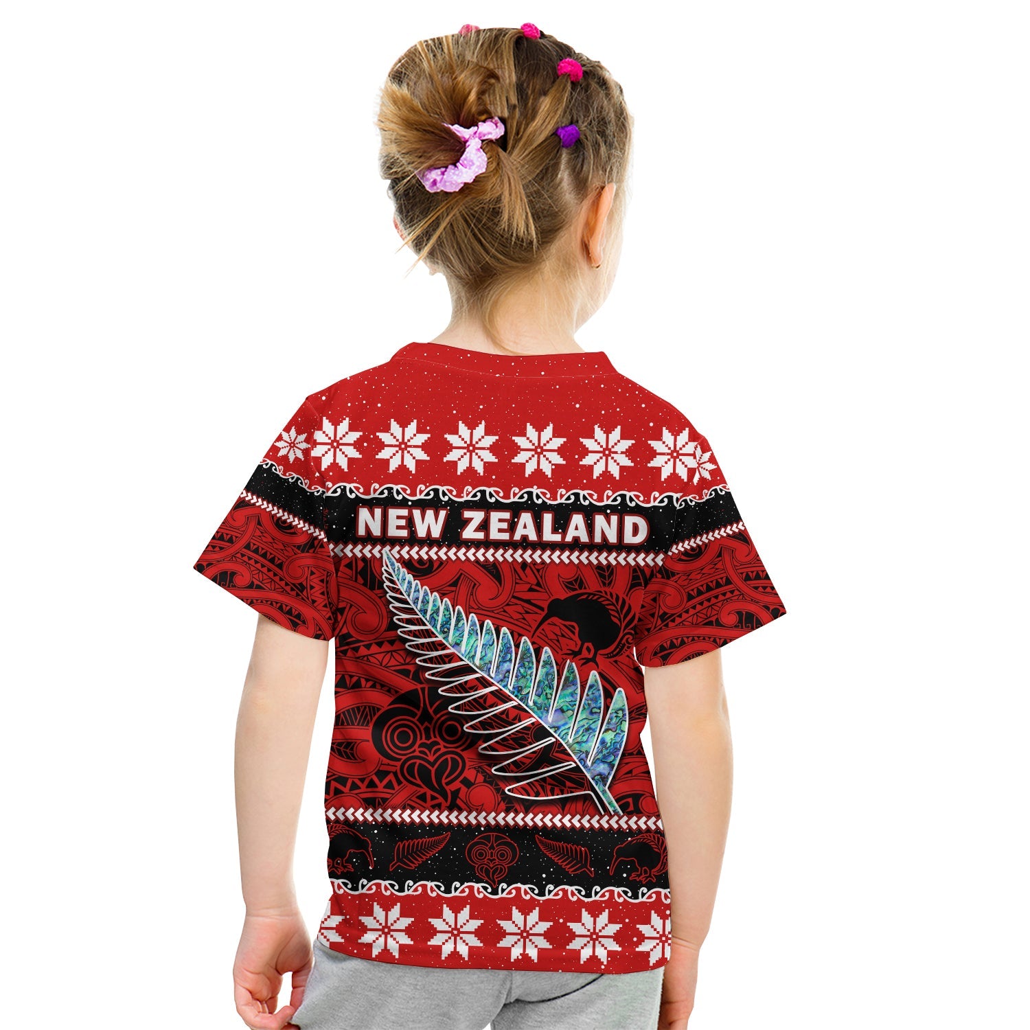 New Zealand Christmas T Shirt Paua Shell Silver Fern Meri Kirihimete - Vibe Hoodie Shop